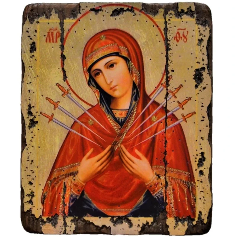 Ікона під старовину Богородиця Семистрільна 40х30 см (30654640)