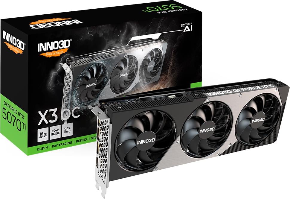 Видеокарта Inno3D NVIDIAGeForce RTX 5070 Ti X3 OC 16 Гб GDDR7 28000 МГц (N507T3-16D7X-176068N) - фото 3