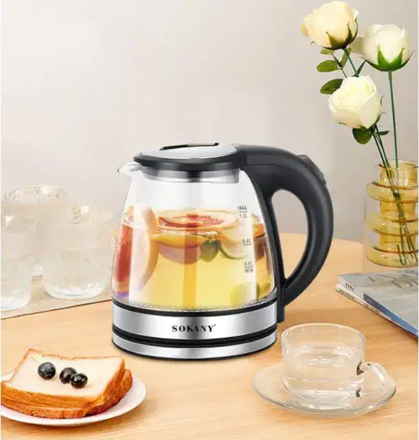 Електрочайник Sokany SK-SH-1059 з підсвічуванням та автовідключенням скляний 1500 Вт 1,2 л (30547303)