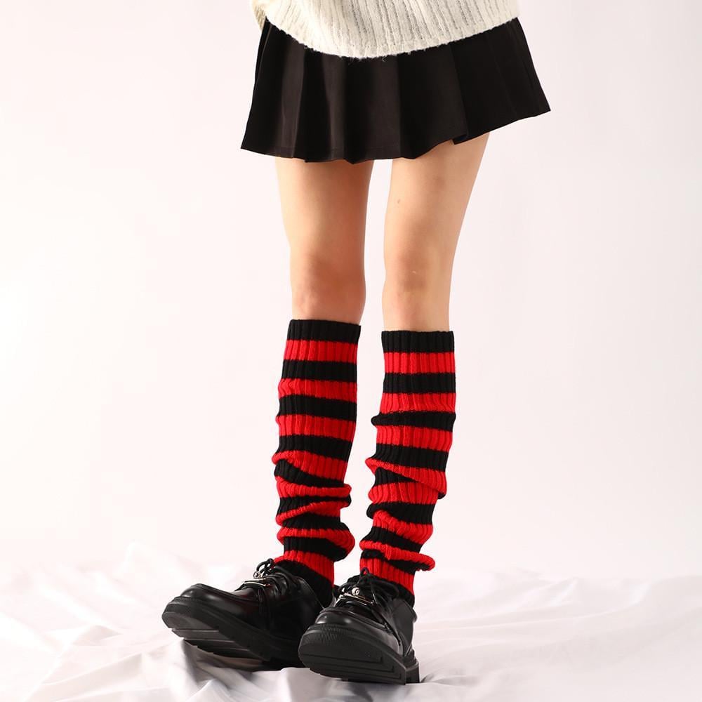 Гетри в рубчик до коліна в смужку 40 см Чорно-червоний (55640) - фото 1 Гетри в рубчик до коліна в смужку 40 см Чорно-червоний (55640) - фото 1