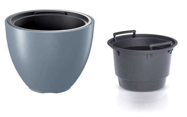 Горшок для цветов Prosperplast HEOS H-30,2 см круглый с вкладышем Светло-серый