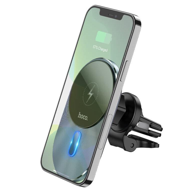 Автодержатель для телефона с БЗП Hoco CA91 Magic Magnetic Wireless Fast Charging Car Holder Gray - фото 6 Автодержатель для телефона с БЗП Hoco CA91 Magic Magnetic Wireless Fast Charging Car Holder Gray - фото 6