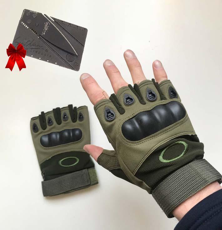 Тактичні рукавички без пальців XL і мультитул візитка Чорний/Оливковий - фото 4 Тактичні рукавички без пальців XL і мультитул візитка Чорний/Оливковий - фото 4
