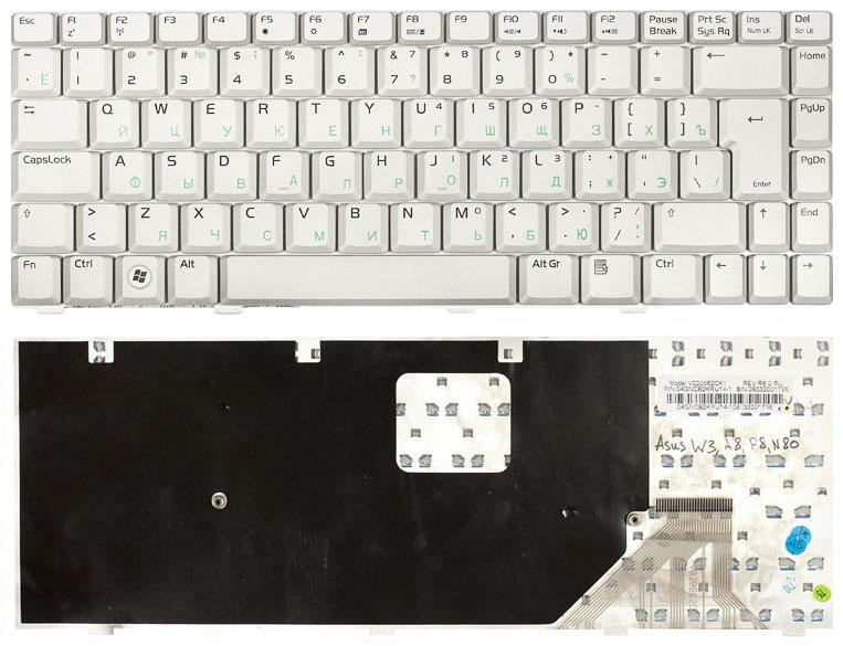 Клавиатура для ноутбука Asus W3/W3J/A8/F8/N80 Silver