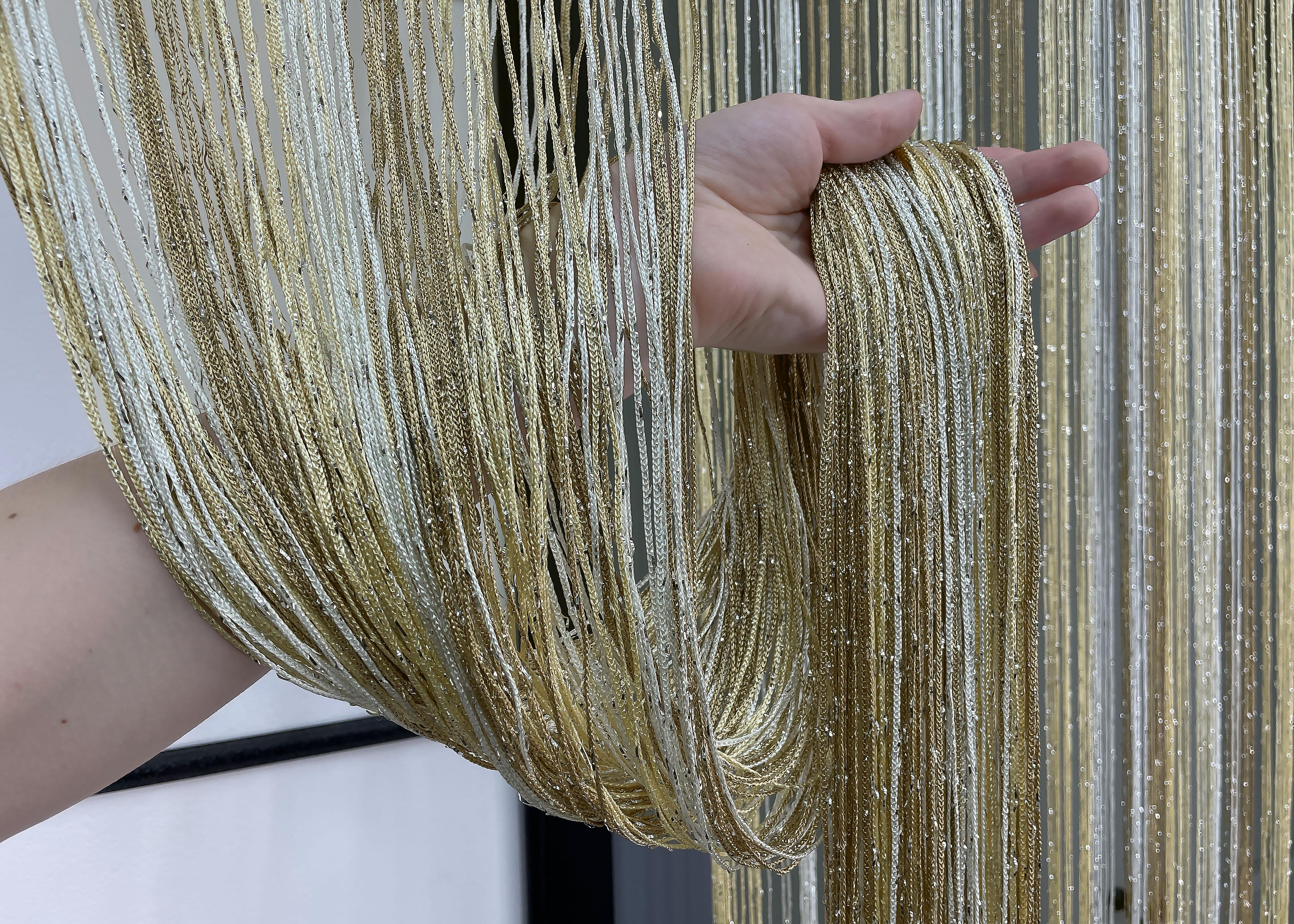 Шторы-нити с люрексом 300х300 см Бежевый с молочным (61-082) - фото 5 Шторы-нити с люрексом 300х300 см Бежевый с молочным (61-082) - фото 5