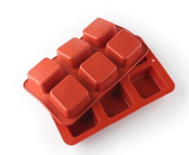 Форма силиконовая One Chef для выпечки Профи Квадрат 6,9х6,9х3 см на 6 ячеек Красный