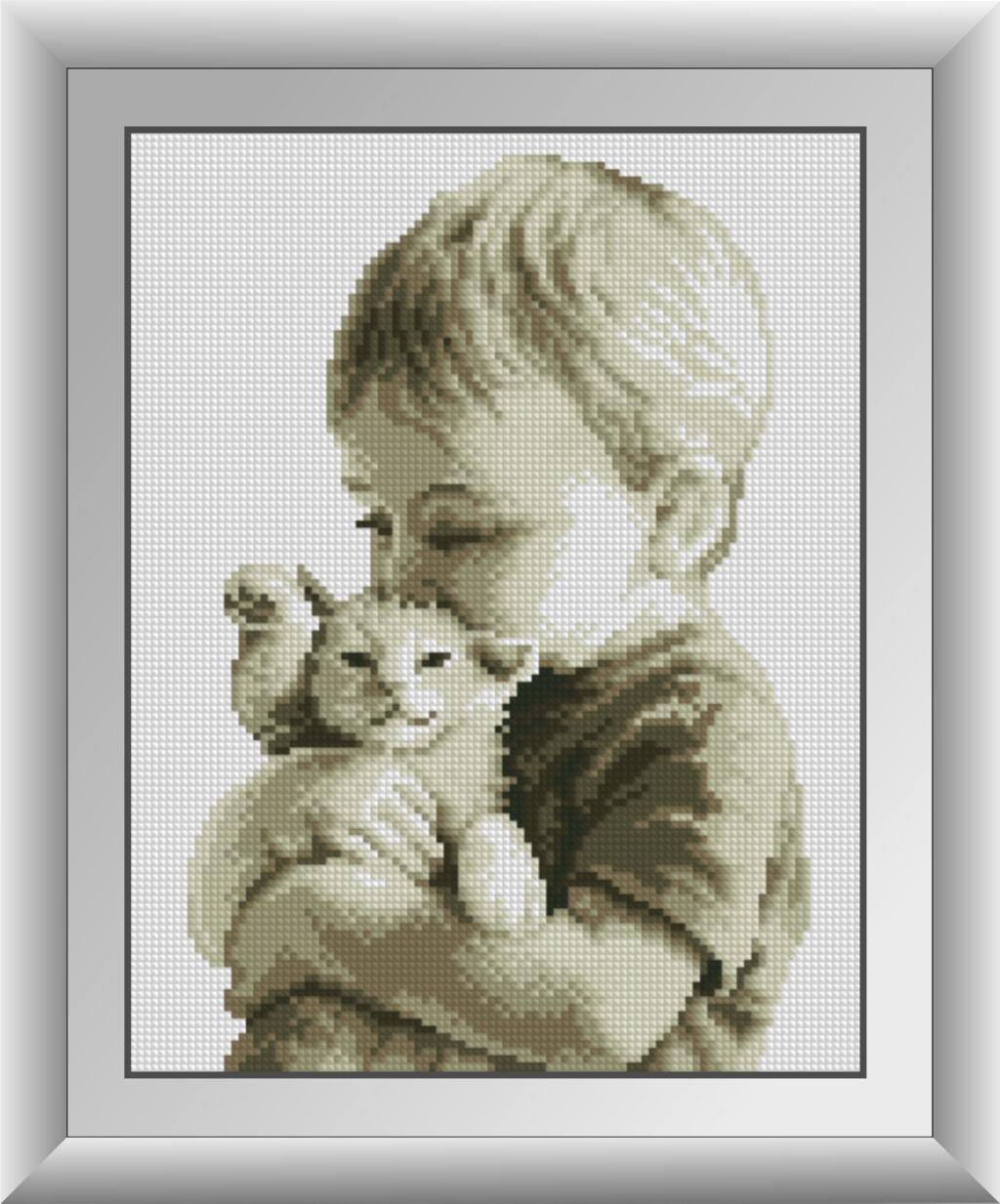 Алмазна мозаїка Dream Art Малюк з кошеням 25х32 см (DA.30583)