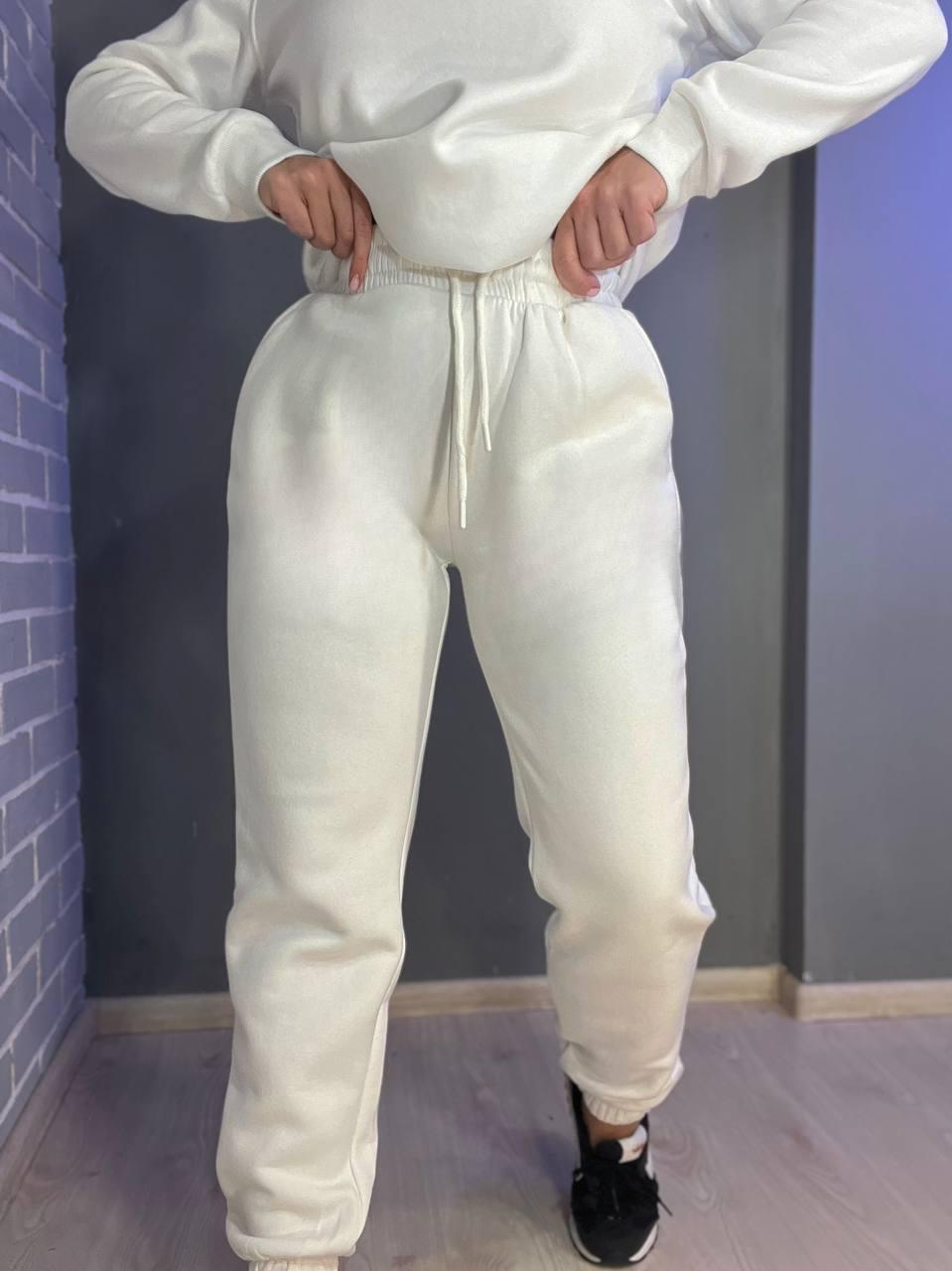 Брюки женские ENJOY 2925 спортивные джоггеры на резинке утепленные на флисе M Белый (1062) - фото 5 Брюки женские ENJOY 2925 спортивные джоггеры на резинке утепленные на флисе M Белый (1062) - фото 5