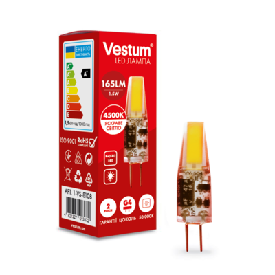 Светодиодная лампа Vestum G4 1,5W 4500K 12V (1-VS-8108)