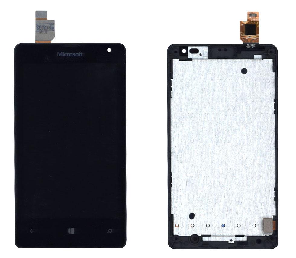 Матрица с тачскрином (модуль) для телефона Microsoft Lumia 532 Dual Sim черный с рамкой