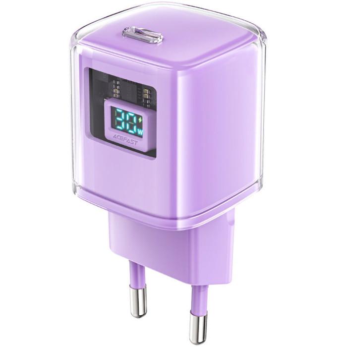 Зарядный блок Acefast A53 30W GaN PD 3,0 и QC4,0 1 USB-C LED индикация Purple Alfalfa (621731)
