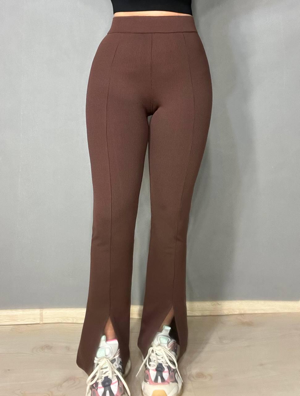 Лосины женские Prenses 535 с высокой посадкой и разрезами клеш XL Коричневый (4064)