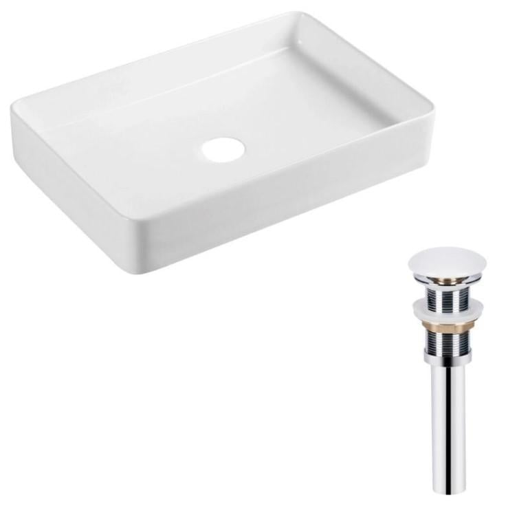Раковина накладная прямоугольная Qtap Tern 600x400x110 мм с донным клапаном PU02 White (QT17112174WN47303)