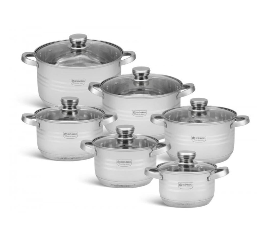 Набір посуду Edenberg EB-4037 із нержавіючої сталі 12 шт. (EB-4037) Набір посуду Edenberg EB-4037 із нержавіючої сталі 12 шт. (EB-4037)