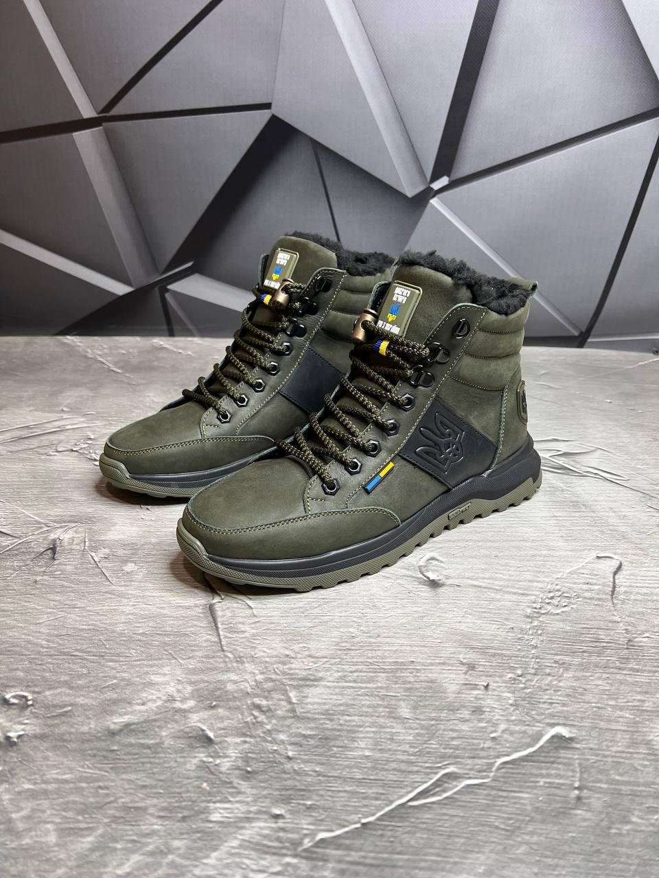 Берці зимові чоловічі з хутром та гербом р. 44 Хакі