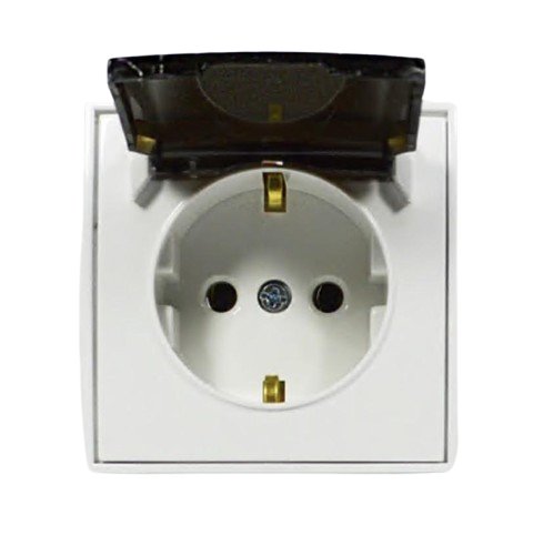 Розетка одинарная с заземлением и крышкой Nilson Thor Белый (00000004092)