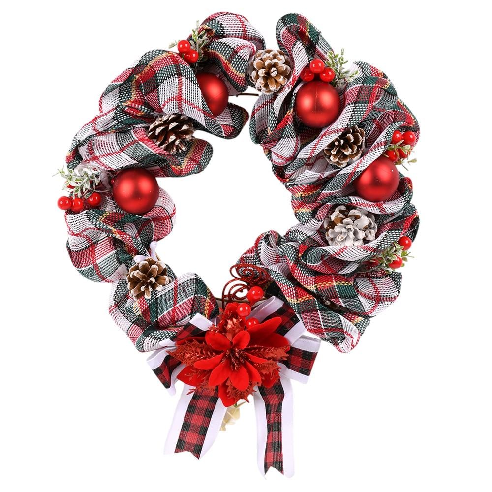 Декор рождественский Венок R33917 40 см Красный с зеленым/Белый (30651897)