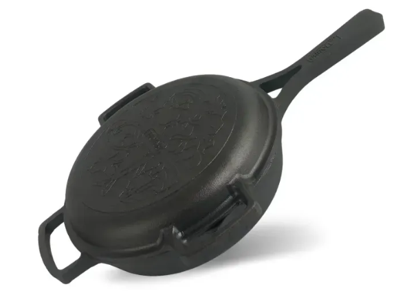 Сковорода-жаровня чугунная Brizoll monolith с литой ручкой та чугунной крышкой-сковородой 240х60 мм (M2460P-2)