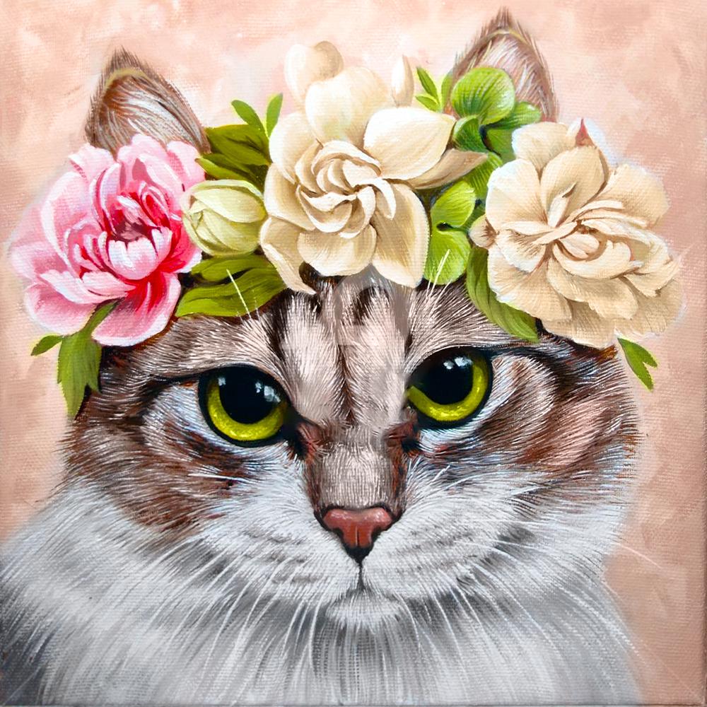 Алмазна Мозаїка Emerald Craft Березнева кішка з вінком 30x30см (23406)