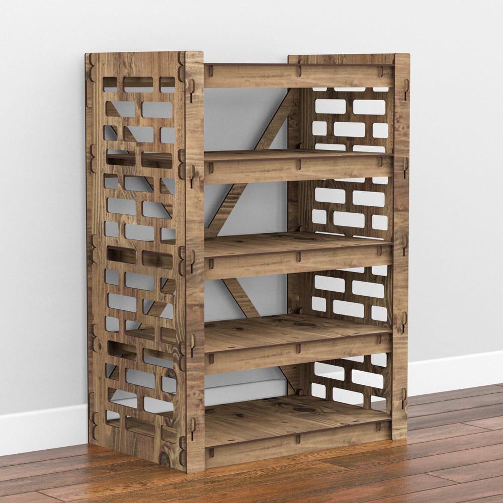 Комод в комнату деревянный Hexagonica Brickwall на 4 ящика серые корзины 750х528х345 мм (111195)