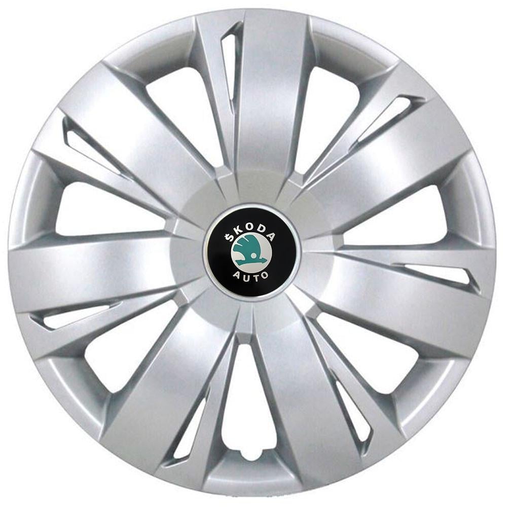 Колпаки SJS с логотипом Skoda 411 R16 4 шт. Зеленый/Серебряный (31006680)