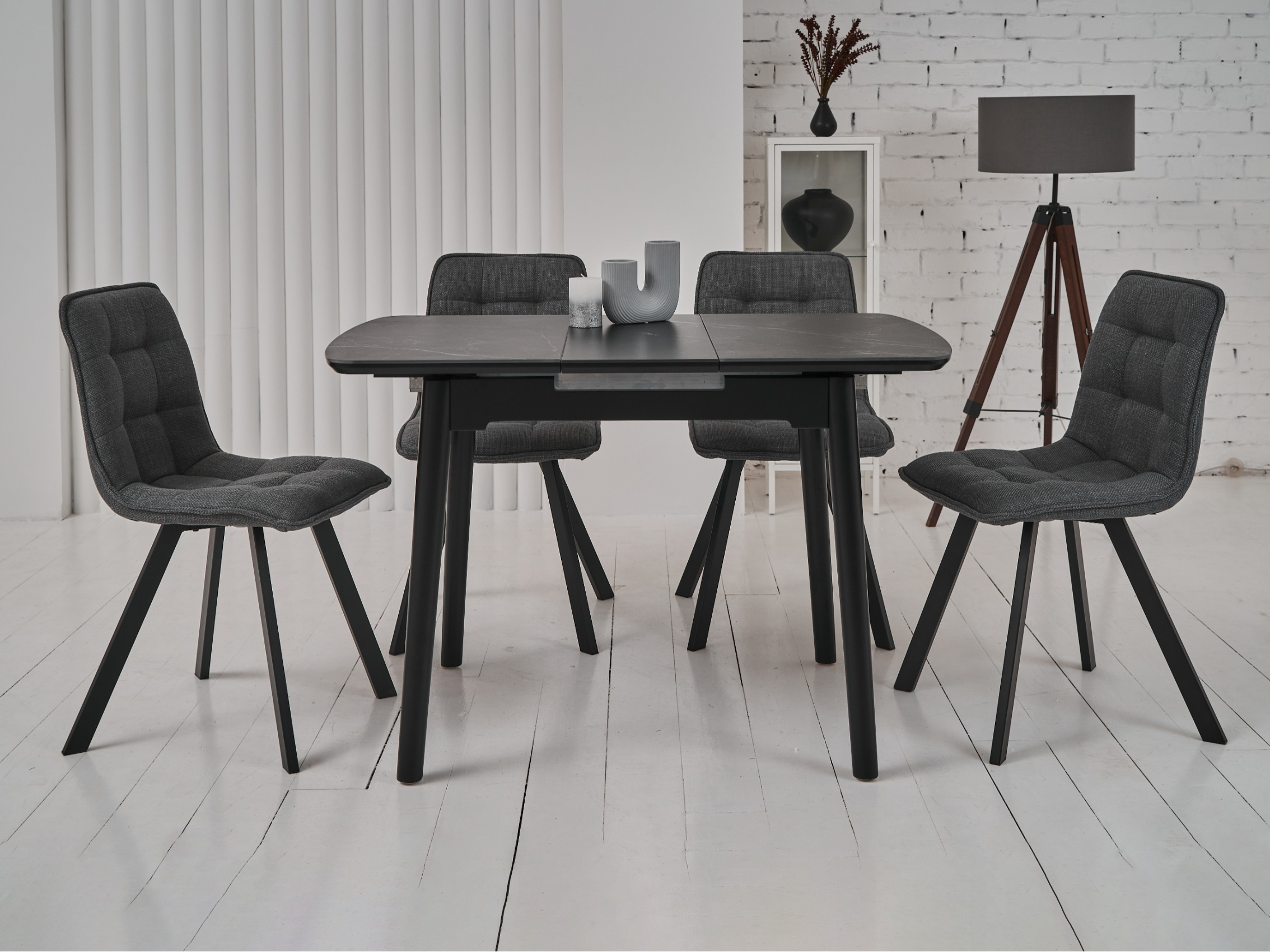 Стіл обідній розсувний Vetro Mebel 900-1200x750x760 мм Чорний онікс/Чорний (TМ-87-1) - фото 9