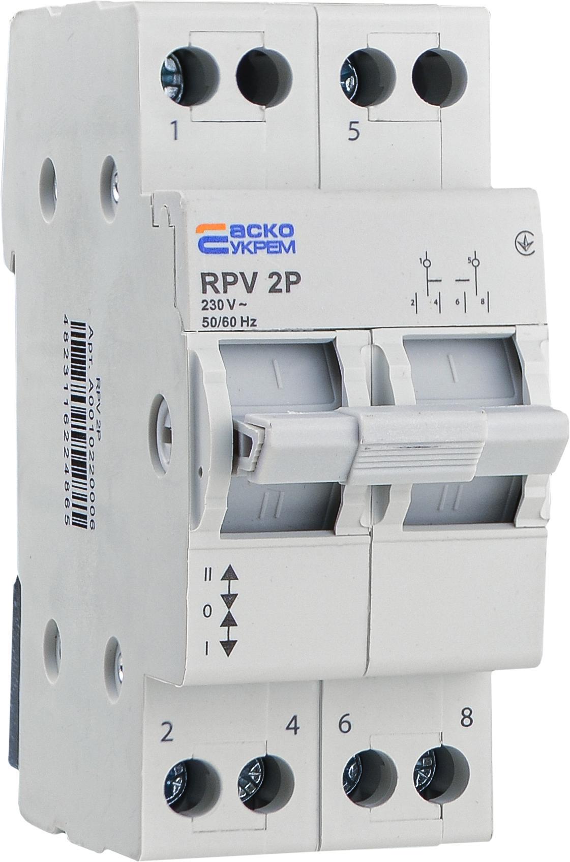 Вимикач-роз'єднувач АСКО-Укрем RPV 1-0-2 2P 40A трипозиційний (A0010220005)