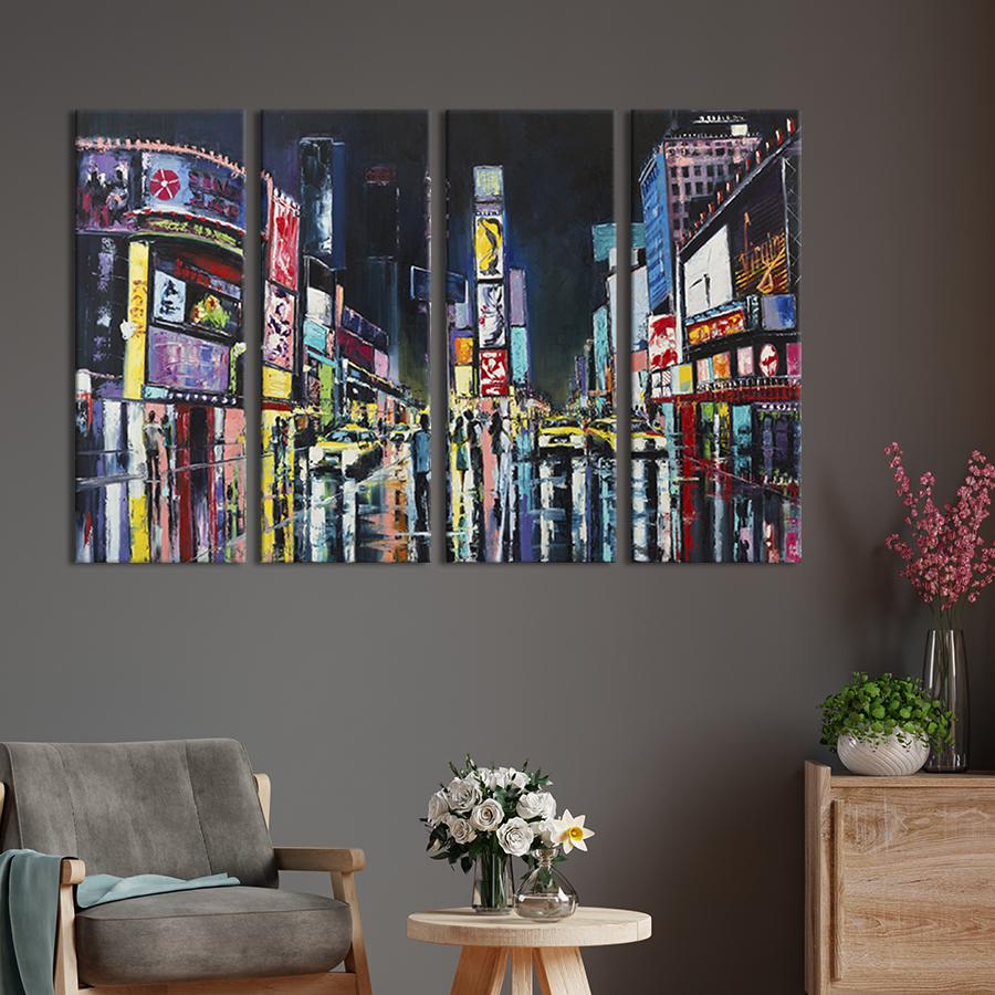 Картина модульная из 4 частей Таймс-сквер - сердце Нью-Йорка XL 209x133 см (373-41)