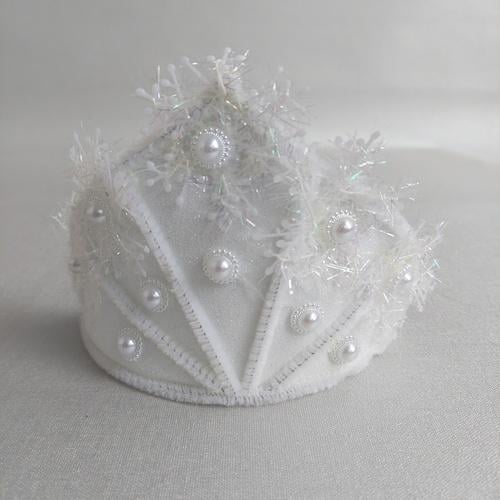 Обруч на голову новогодний/карнавальный Снежинка с жемчужинами из фоамирана ручной работы Белый (210107)