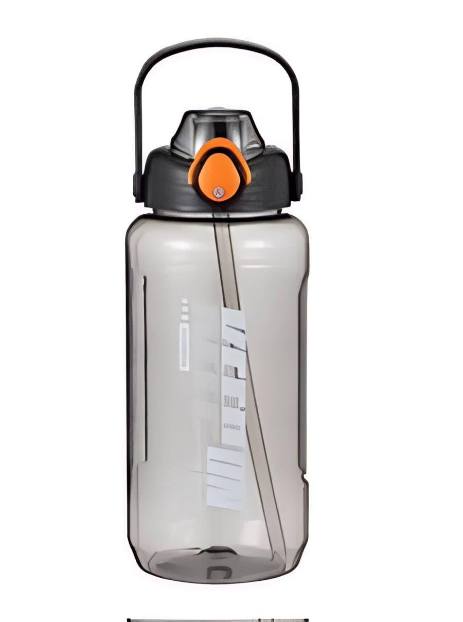 Пляшка спортивна Keepon з кришкою та ручкою широким горлом та соломинкою 2000 мл Чорний (2858928075)