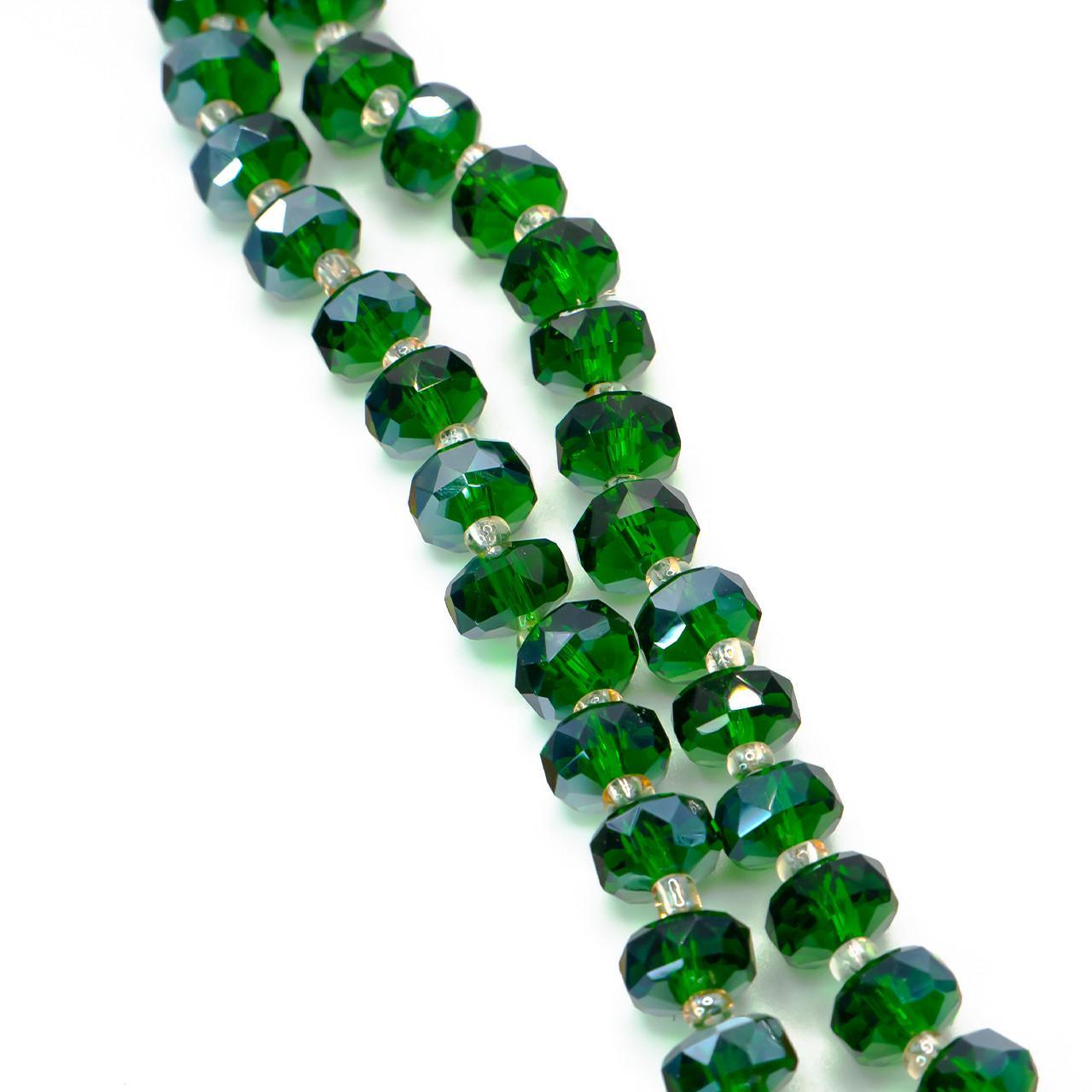 Бусины Хрусталь рондель с бисером 5х8 мм и 2х4 мм 75 см по 96 шт. Зеленый (БС0508а55) Бусины Хрусталь рондель с бисером 5х8 мм и 2х4 мм 75 см по 96 шт. Зеленый (БС0508а55)