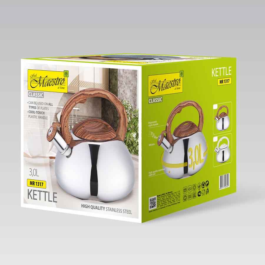 Чайник з свистком і ручкою під дерево 3 л Коричневий (MR-1317-к) - фото 5 Чайник з свистком і ручкою під дерево 3 л Коричневий (MR-1317-к) - фото 5