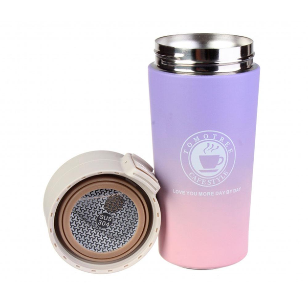 Термокухоль із нержавіючої сталі з фільтром 500 мл Фіолетово-рожевий (1755) - фото 2