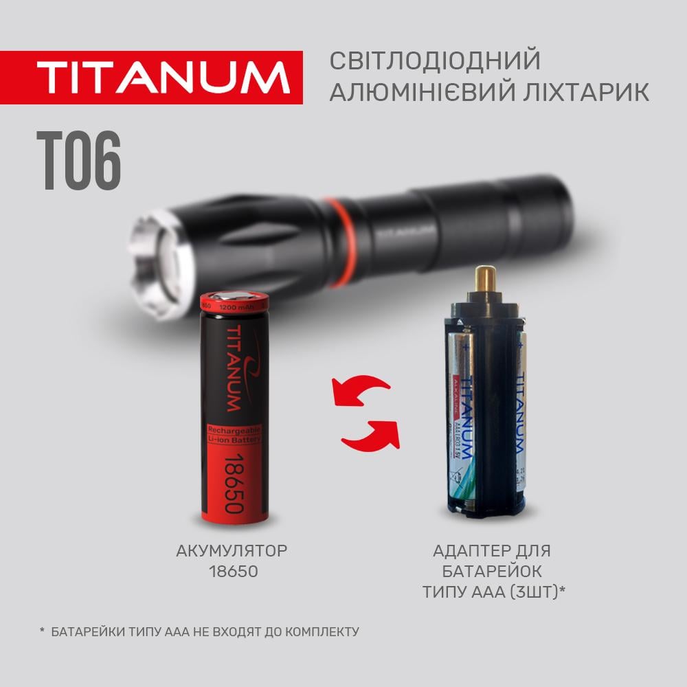 Ліхтарик Titanum TLF-T06 LED 300Lm 6500K (483315) - фото 6