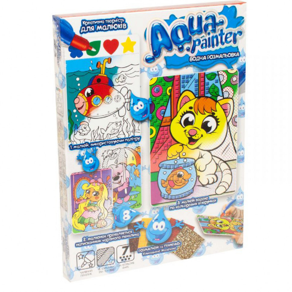 Набір креативної творчості Danko Toys AQP-01 Aqua Painter Котик з Акваріумом (RLT7327s26974)