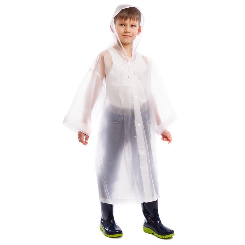 Плащ-дождевик детский EVA на кнопках S Белый (P1010-T)