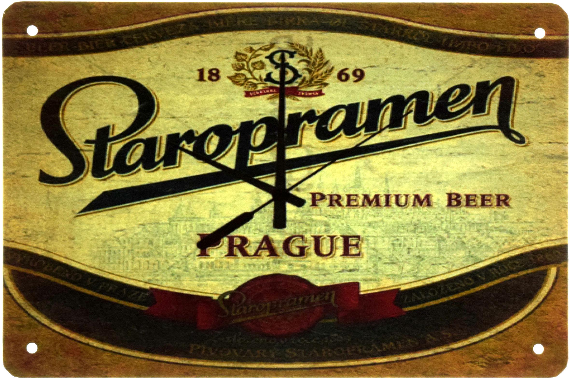 Табличка металлическая Пиво Staropramen 20x30 см