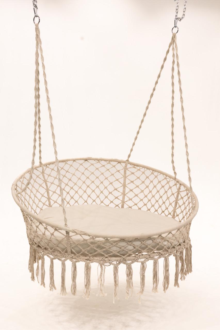 Кресло-качеля подвесное плетеное круглое WCG с мягкой подушкой 140 см Белый (QNSW11WH) Кресло-качеля подвесное плетеное круглое WCG с мягкой подушкой 140 см Белый (QNSW11WH)