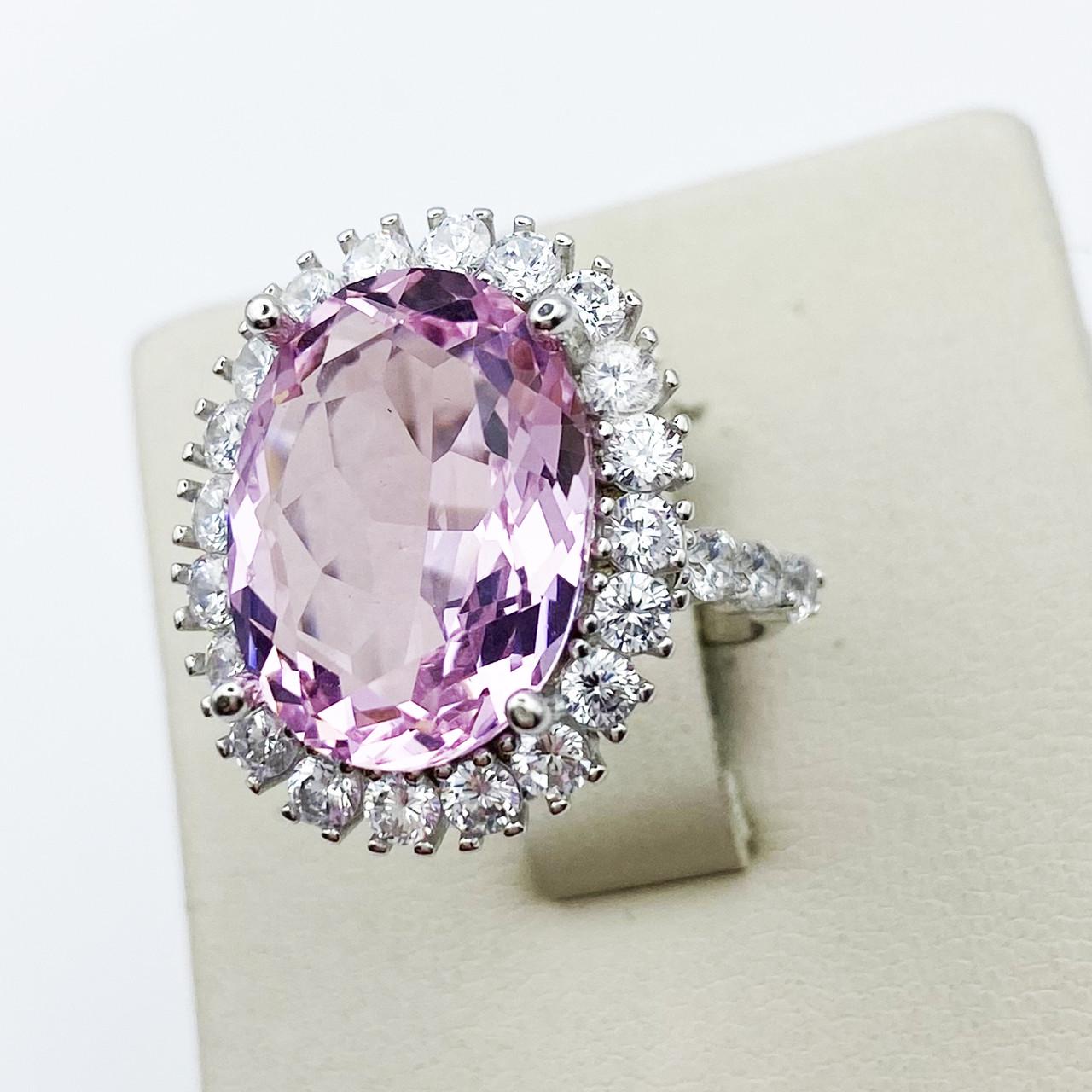 Кольцо серебряное с розовым кварцем р. 17 6,77 г (1883904663)