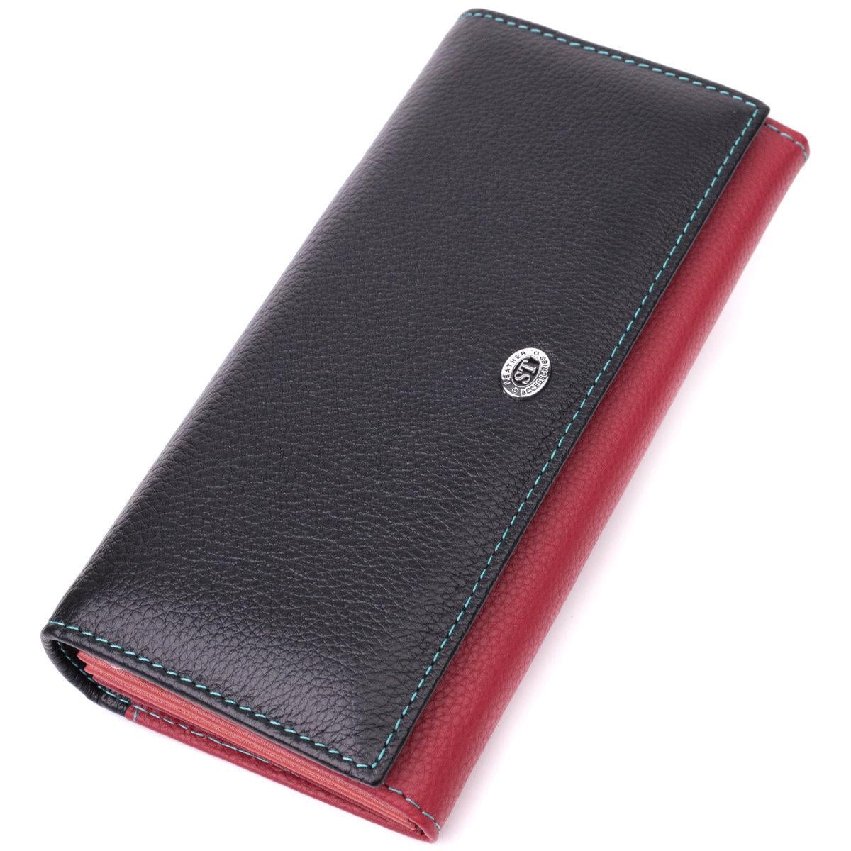 Кошелек женский ST Leather 22517 двусложный из натуральной кожи Разноцветный (168-136-22517)
