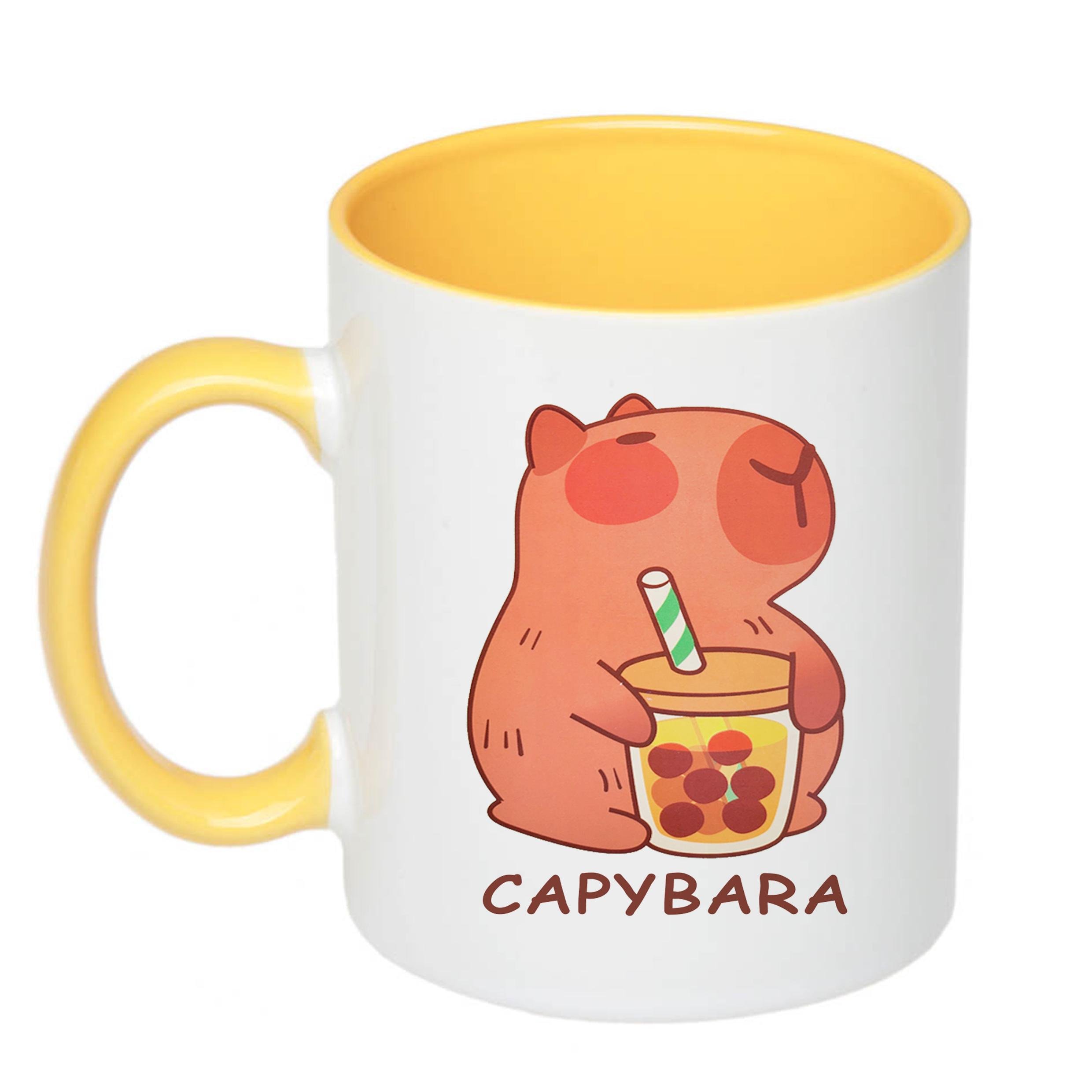 Чашка с печатью Капибара 330 мл Желтый (23947) - фото 1 Чашка с печатью Капибара 330 мл Желтый (23947) - фото 1