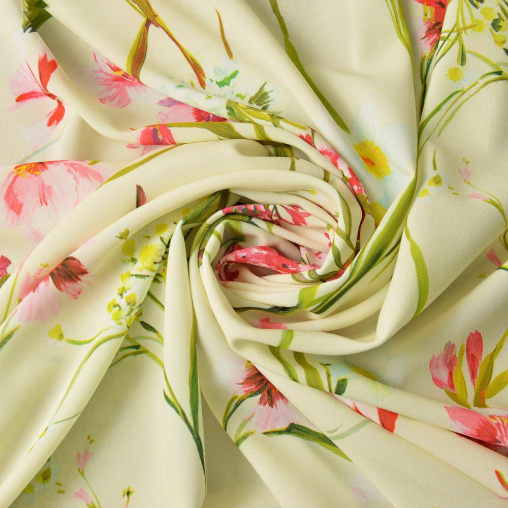 Тканина платтяна супер софт Квітковий Нарцис Крем (11224)