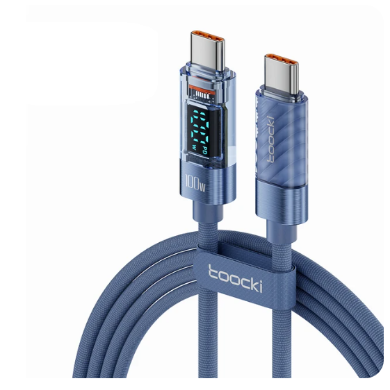Кабель Toocki 100w/6A Type C-Type C 1 м Синій (TQ-X36CC1BLU100)