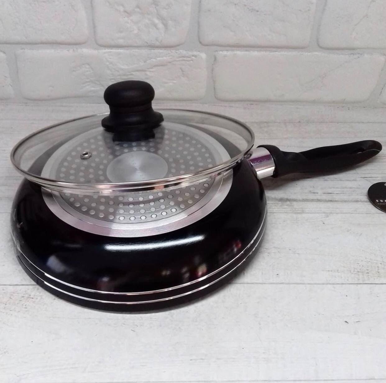 Сковорода з антипригарним мармуровим покриттям Edenberg EB-765 з кришкою 22 см - фото 5 Сковорода з антипригарним мармуровим покриттям Edenberg EB-765 з кришкою 22 см - фото 5