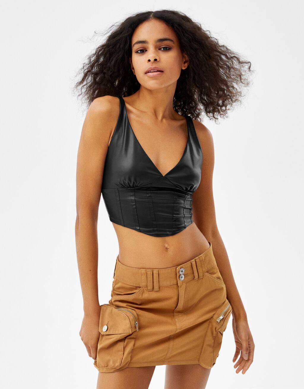 Топ Bershka 3952-187 M Черный Топ Bershka 3952-187 M Черный