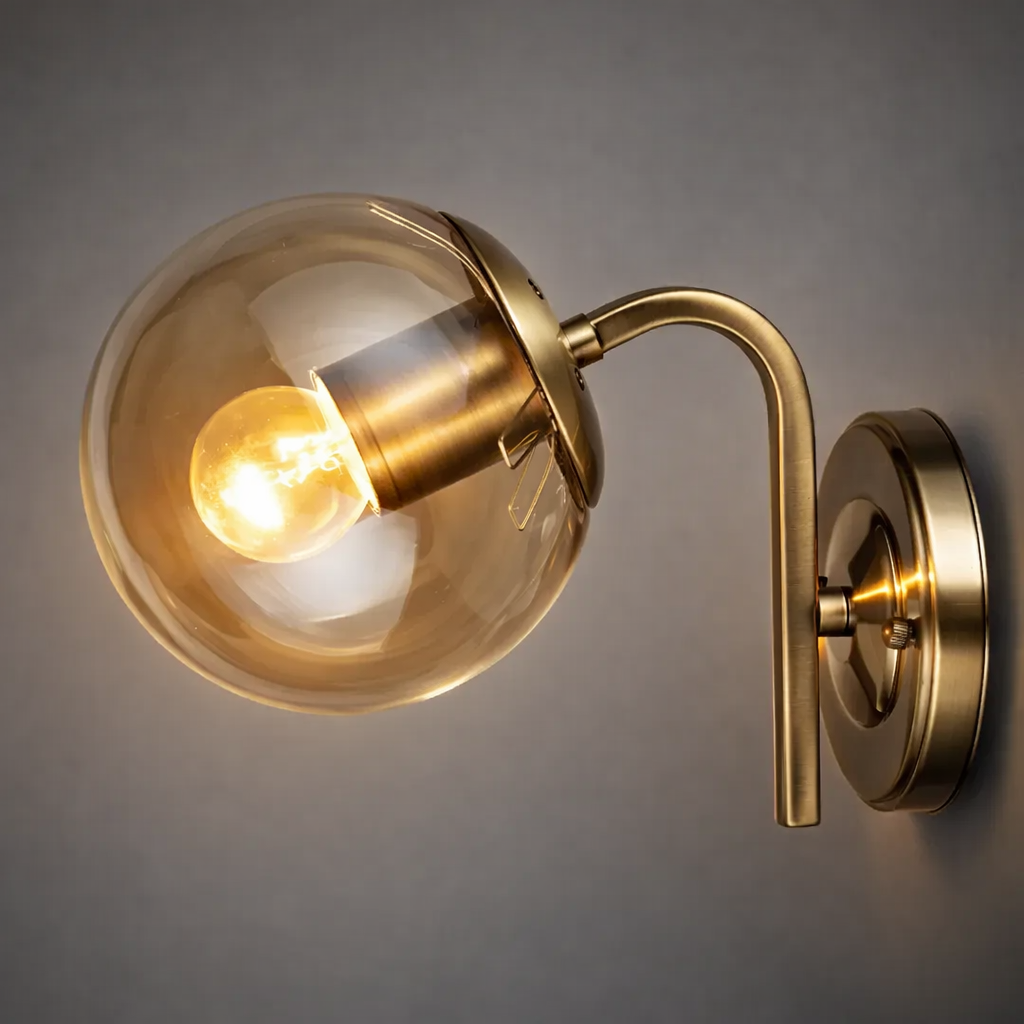 Бра Sirius со сферическим плафоном из стекла под лампу Е27 Бронзовый/Коричневый (B N4059/1W)