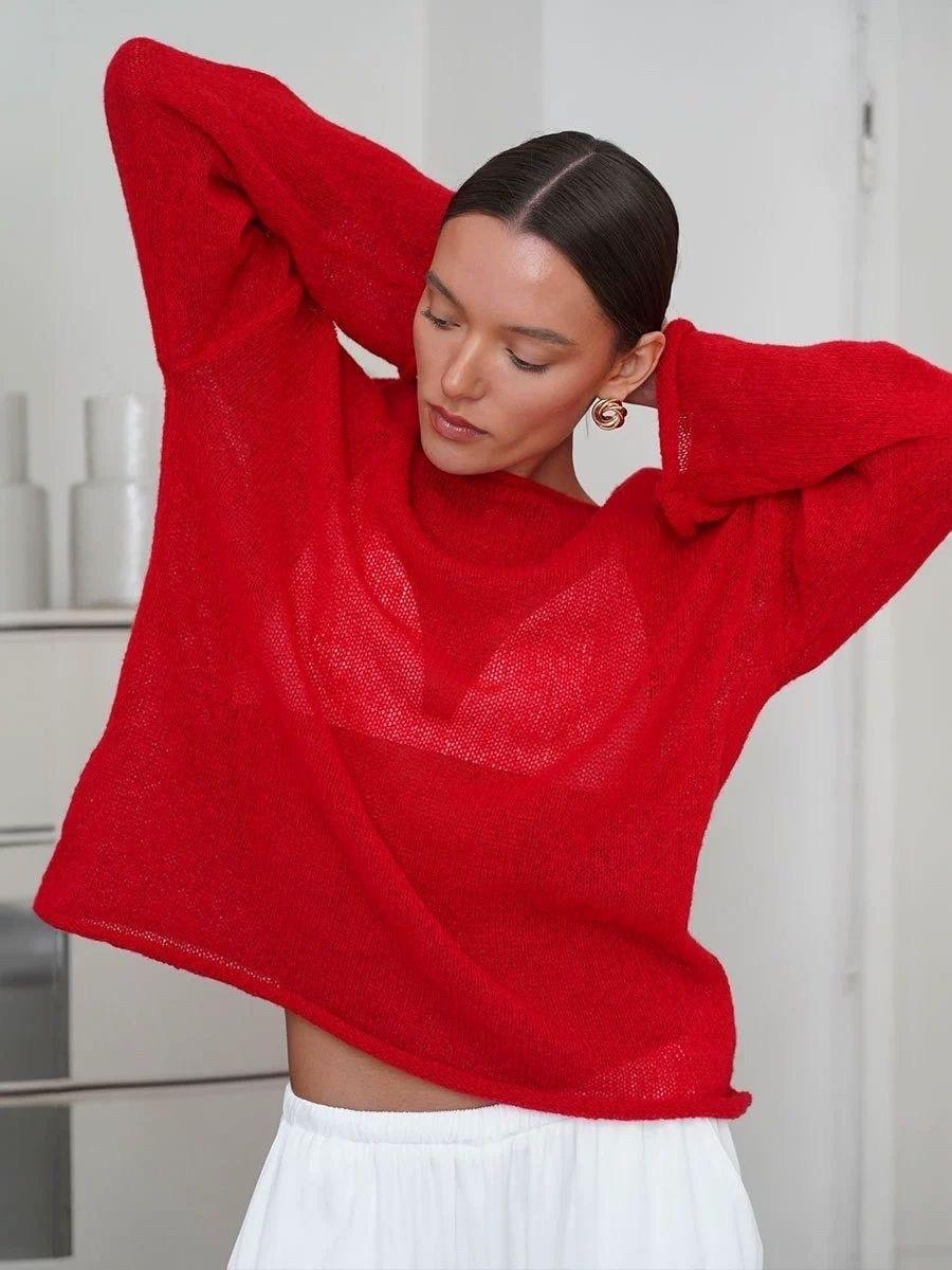 Кофта в сіточку павутинка One size Червоний (013761)