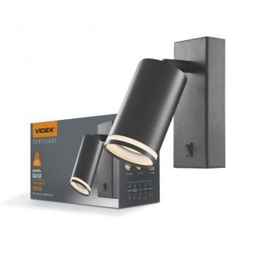 Спот под лампу SPF05E GU10 настенный с кнопкой Черный (00000020276)