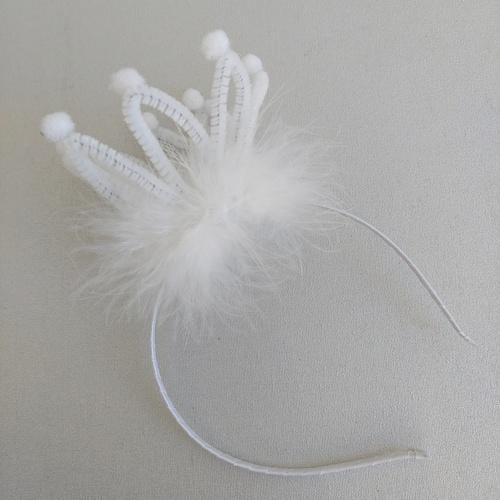 Красивая легкая корона Принцессы на обруче ручная работа Белый (210106)