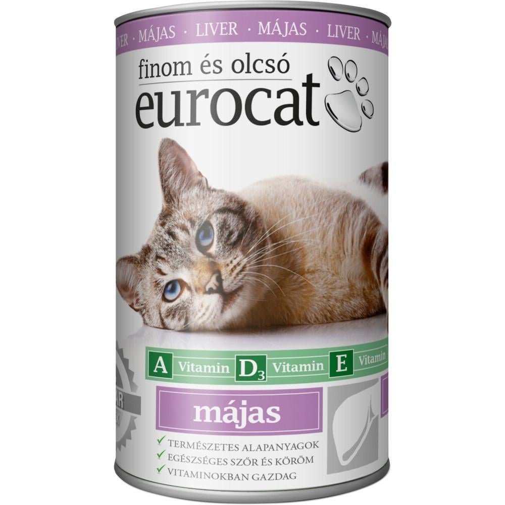 Корм влажный для котов EuroCat Liver кусочки в желе с печенью 415 г (2437793666)